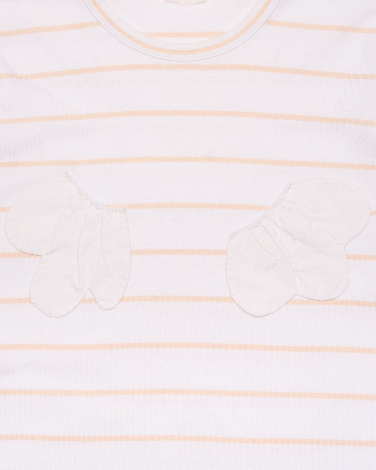 F/W03 Comme des Garçons Pedal Appliqué White/Tan Striped Long-Sleeve Shirt