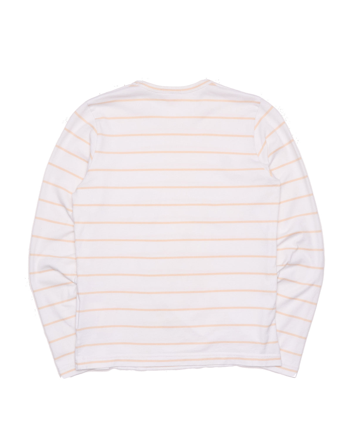 F/W03 Comme des Garçons Pedal Appliqué White/Tan Striped Long-Sleeve Shirt