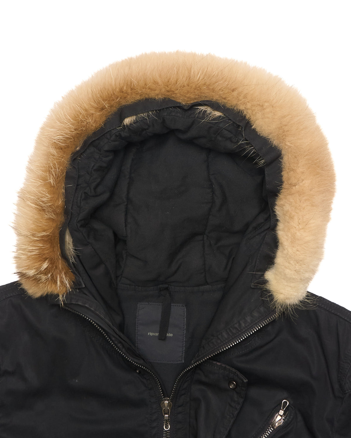 Early 00s ripvanwinkle Black Fur-Trim Parka Jacket