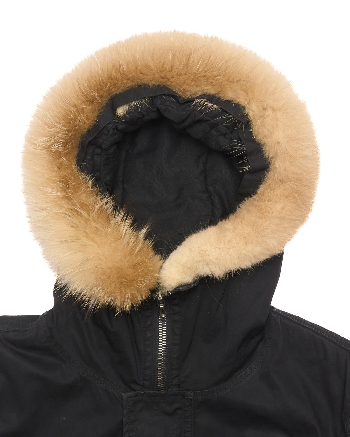 Early 00s ripvanwinkle Black Fur-Trim Parka Jacket
