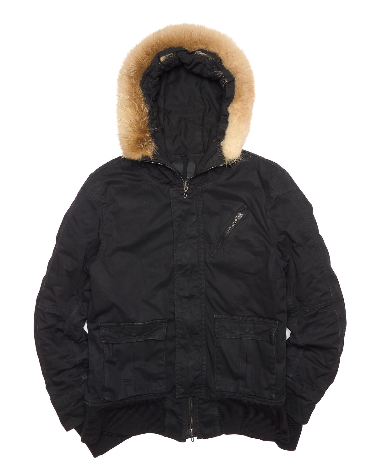 Early 00s ripvanwinkle Black Fur-Trim Parka Jacket