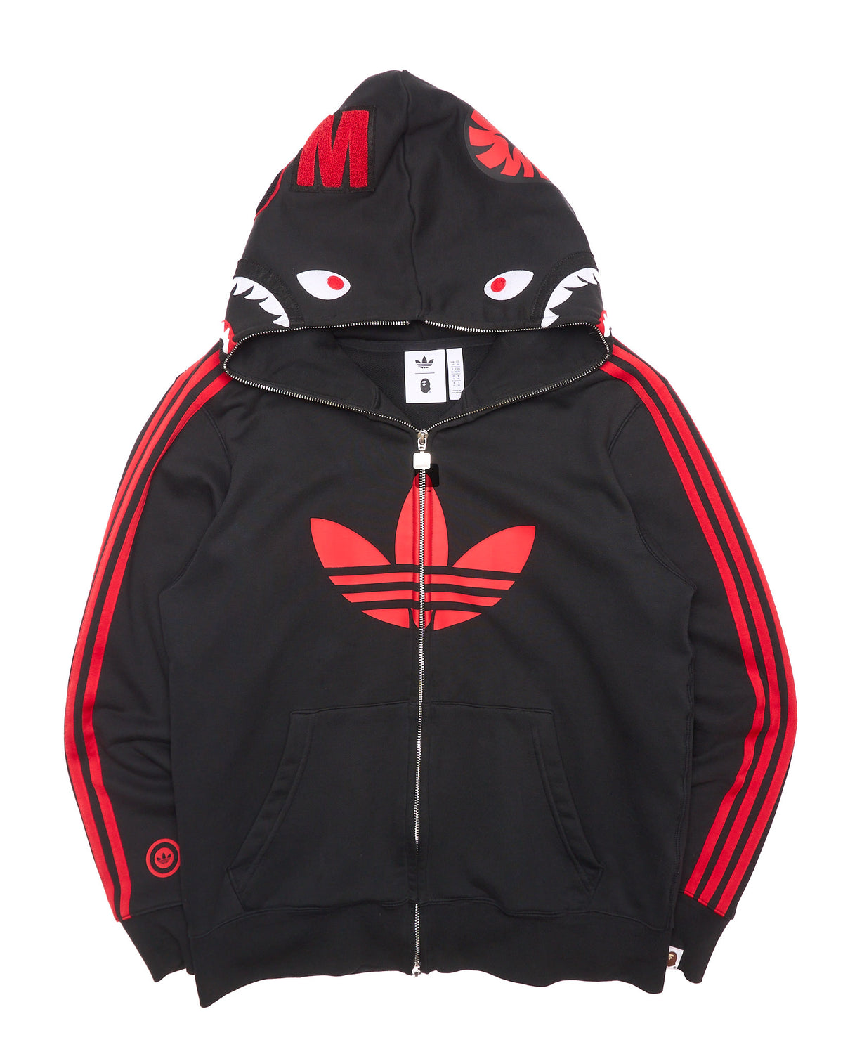 BAPE x Adidas Black/Red Stripe Shark Full-Zip Hoodie