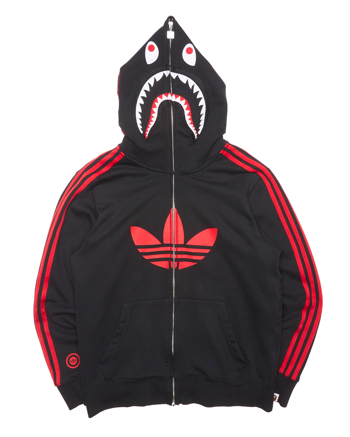 BAPE x Adidas Black/Red Stripe Shark Full-Zip Hoodie