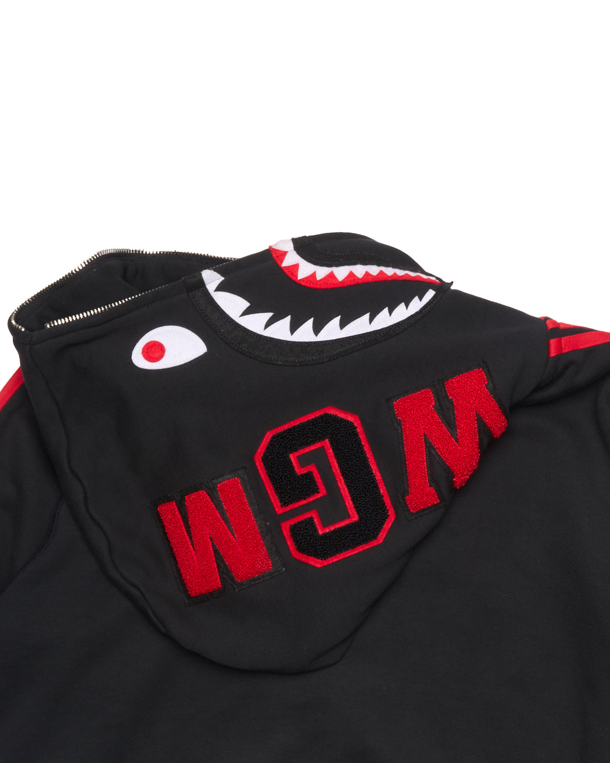 BAPE x Adidas Black/Red Stripe Shark Full-Zip Hoodie