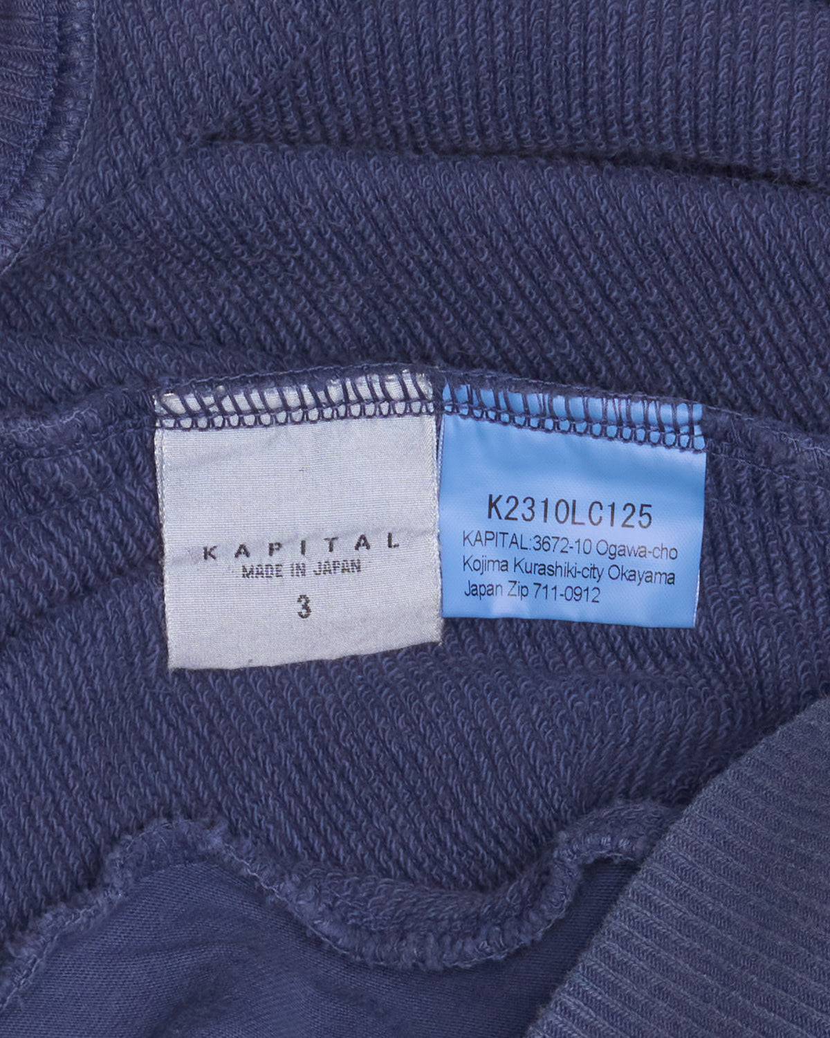 F/W23 Kapital "Nickel 4" Half-Zip Navy Cargo Sweatshirt
