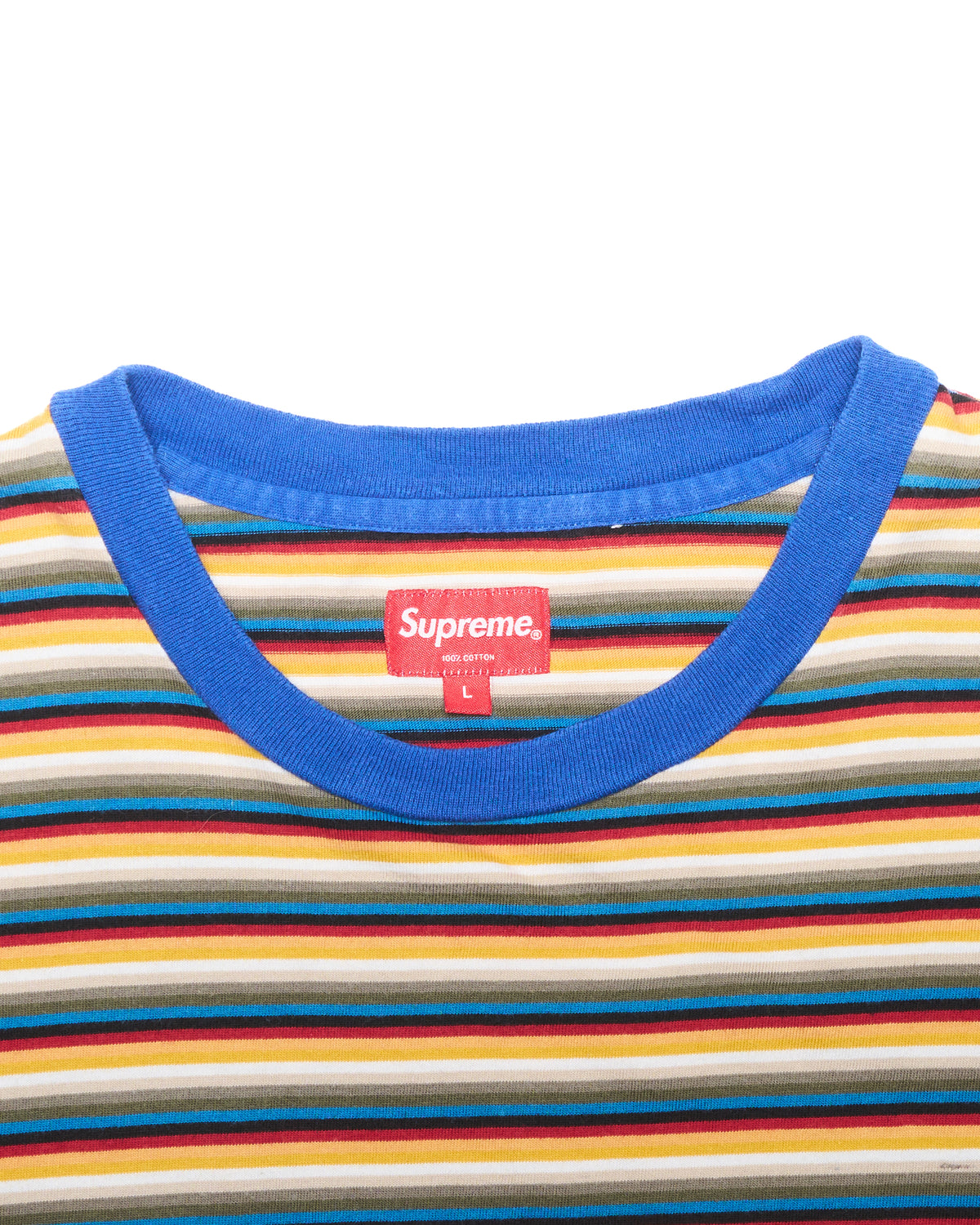 S/S17 Supreme Multi-Stripe Reflective Patch Long-Sleeve Shirt