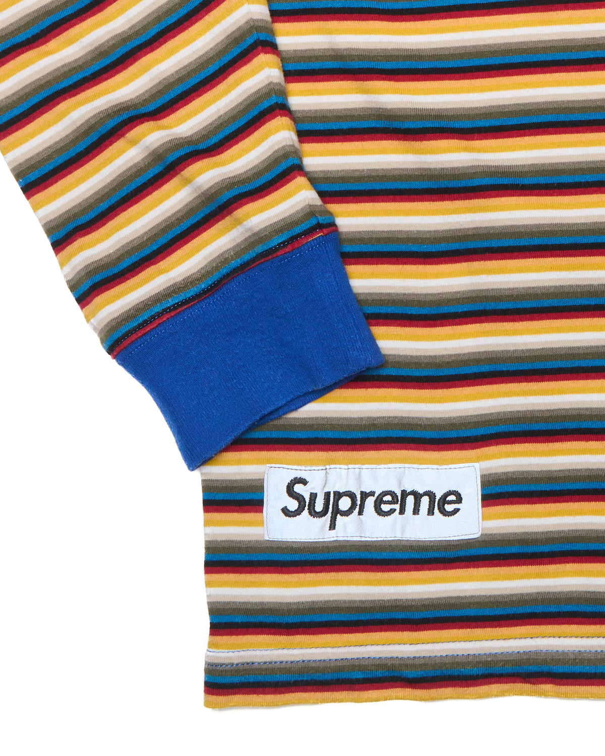 S/S17 Supreme Multi-Stripe Reflective Patch Long-Sleeve Shirt