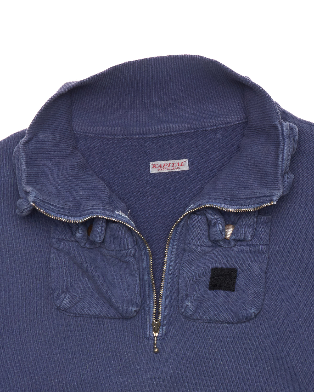 F/W23 Kapital "Nickel 4" Half-Zip Navy Cargo Sweatshirt