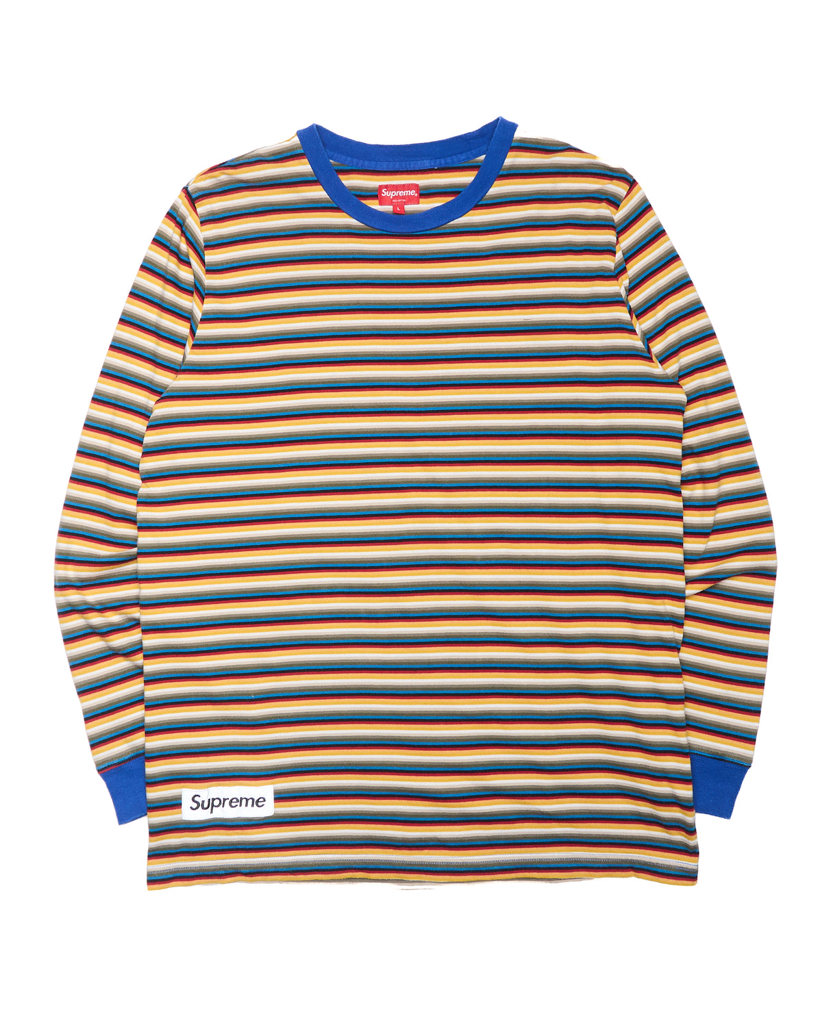 S/S17 Supreme Multi-Stripe Reflective Patch Long-Sleeve Shirt