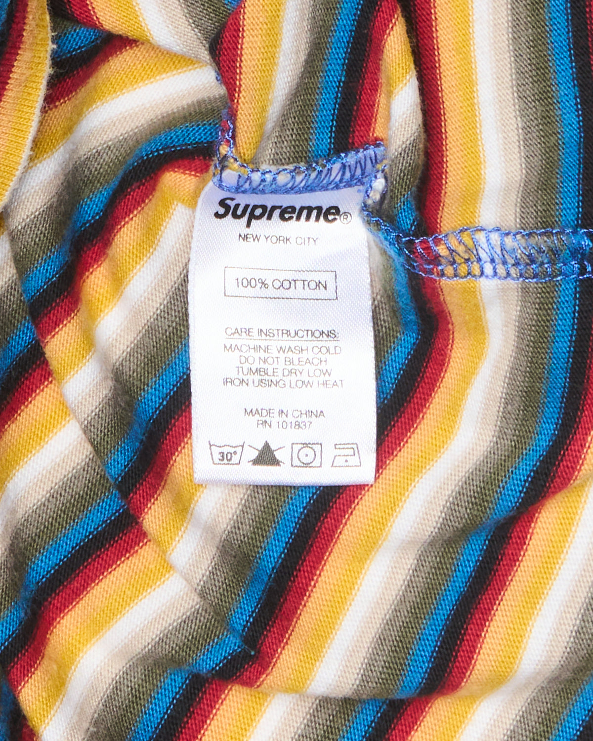 S/S17 Supreme Multi-Stripe Reflective Patch Long-Sleeve Shirt