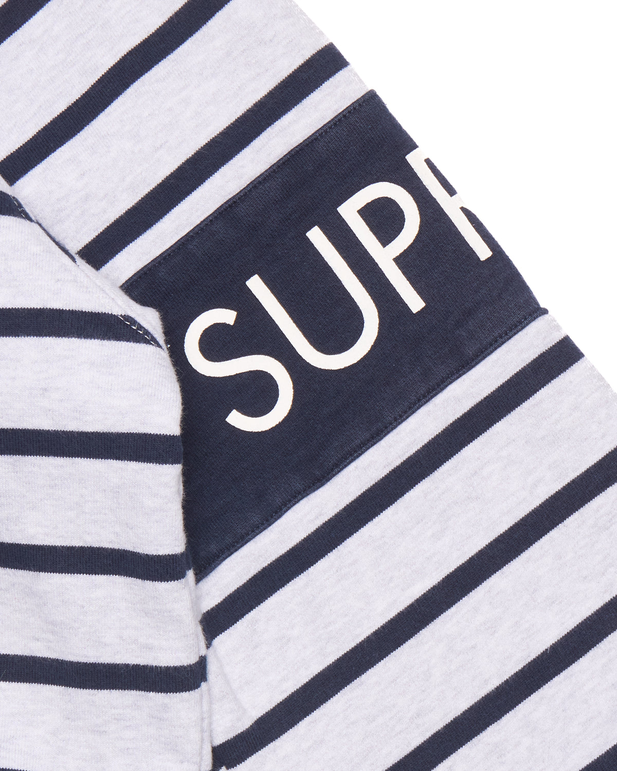 F/W16 Supreme Striped Grey/Navy Half-Zip Sweater
