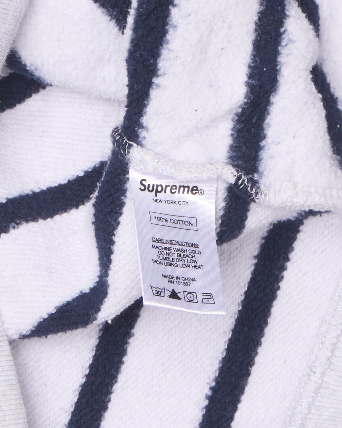 F/W16 Supreme Striped Grey/Navy Half-Zip Sweater