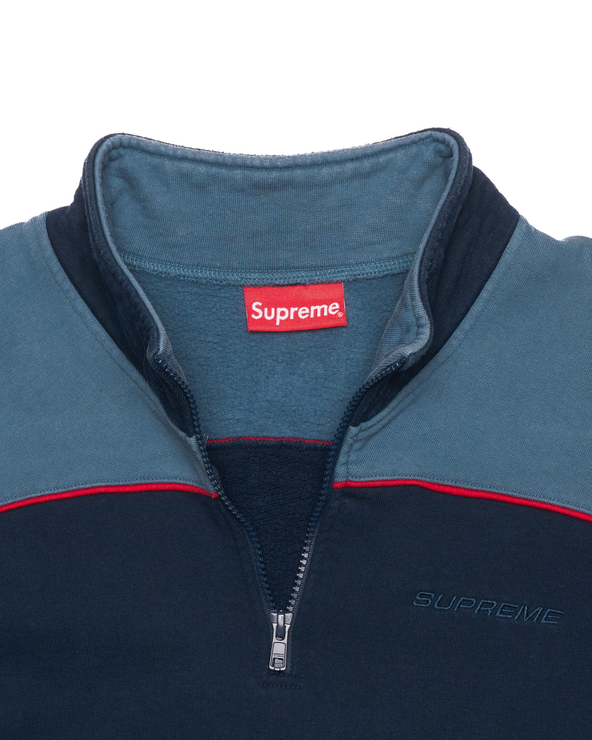 F/W18 Supreme Speedway Half-Zip Navy/Teal Sweatshirt