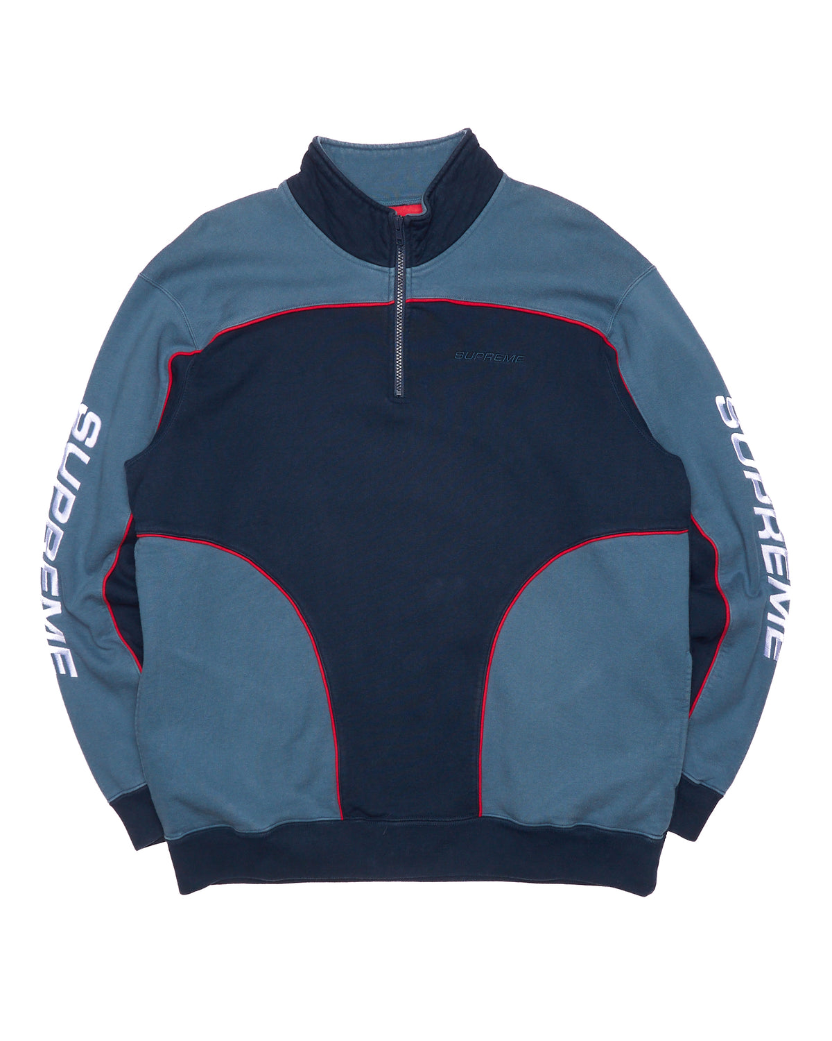 F/W18 Supreme Speedway Half-Zip Navy/Teal Sweatshirt