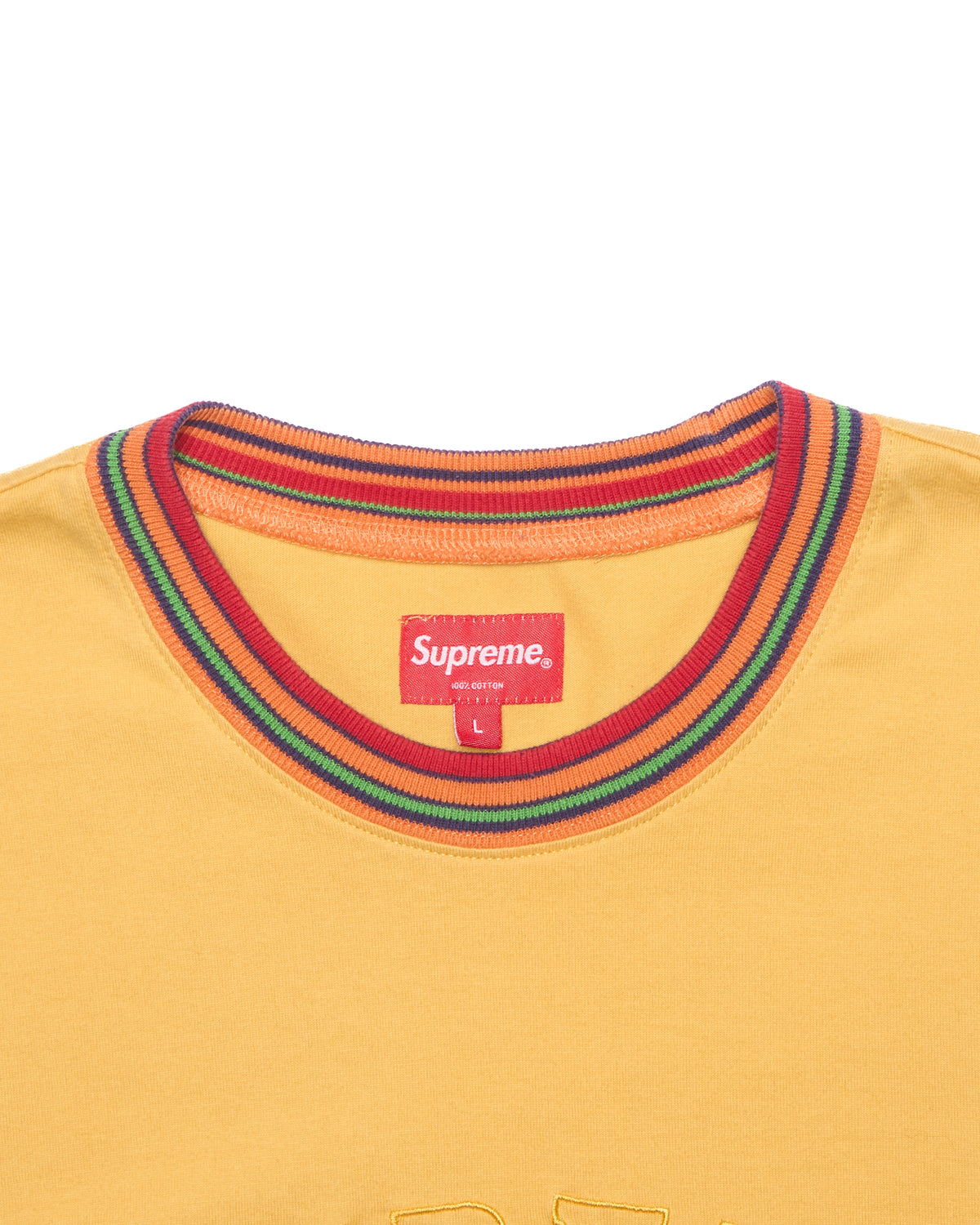 F/W17 Supreme Multicolor Striped Rib Yellow Long-Sleeve Shirt