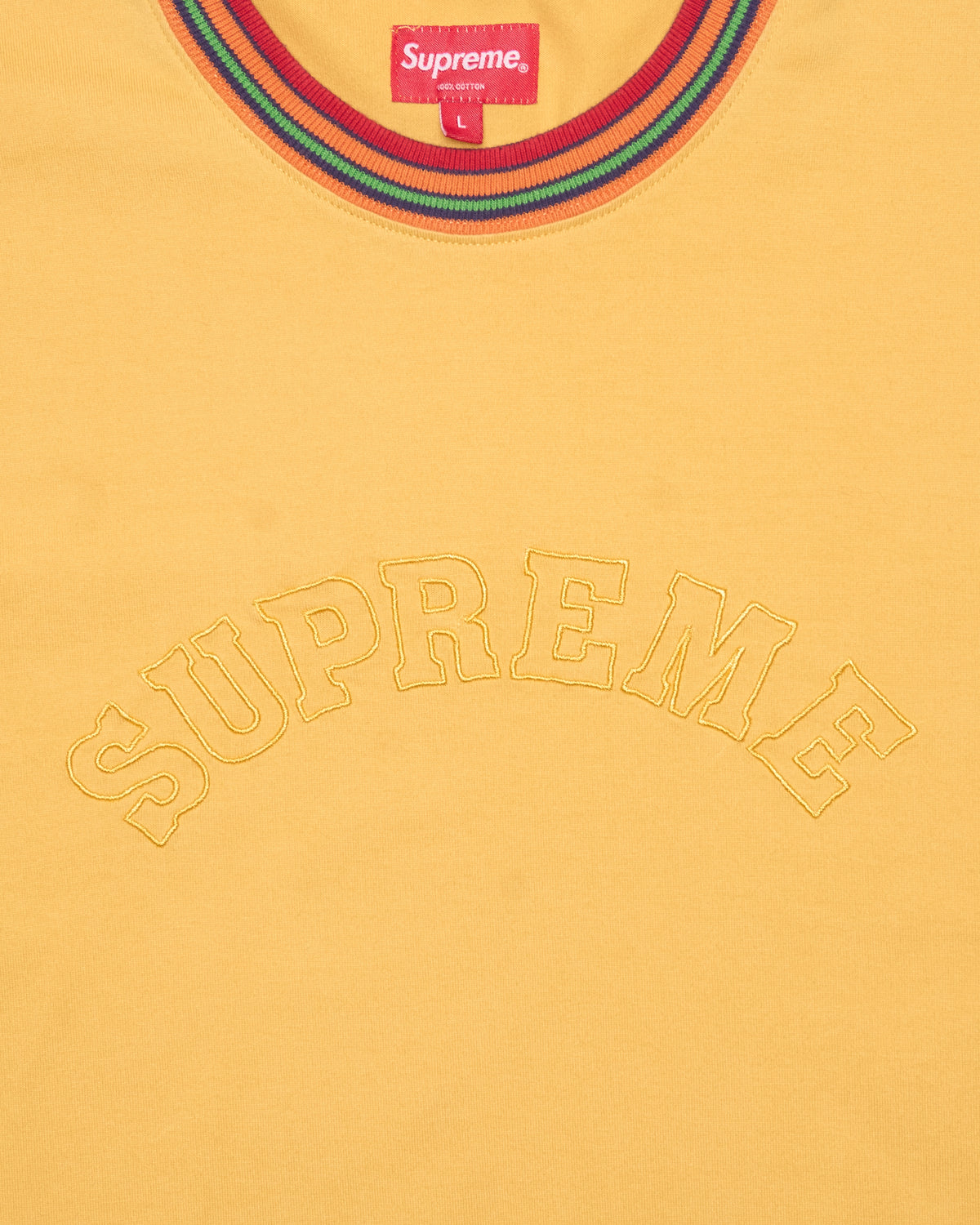 F/W17 Supreme Multicolor Striped Rib Yellow Long-Sleeve Shirt
