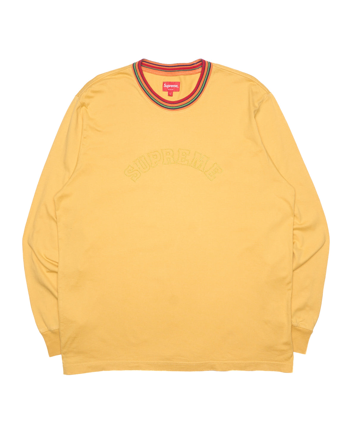 F/W17 Supreme Multicolor Striped Rib Yellow Long-Sleeve Shirt