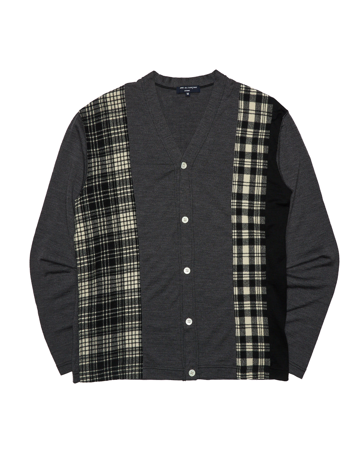 F/W11 Comme des Garçons Plaid Panelled Grey Cartigan