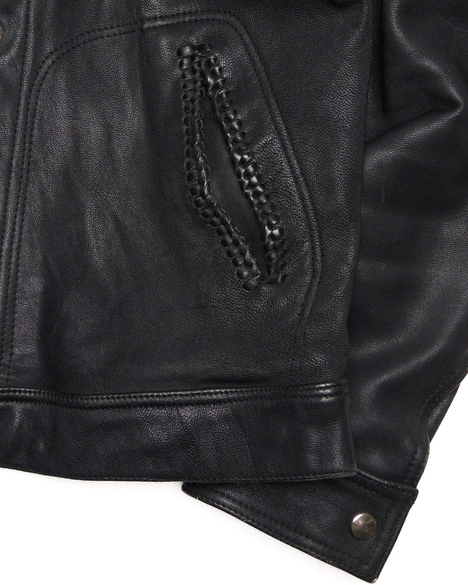 phenomenon beyond description x JOHN'S Braided Goatskin Leather Trucker Jacket