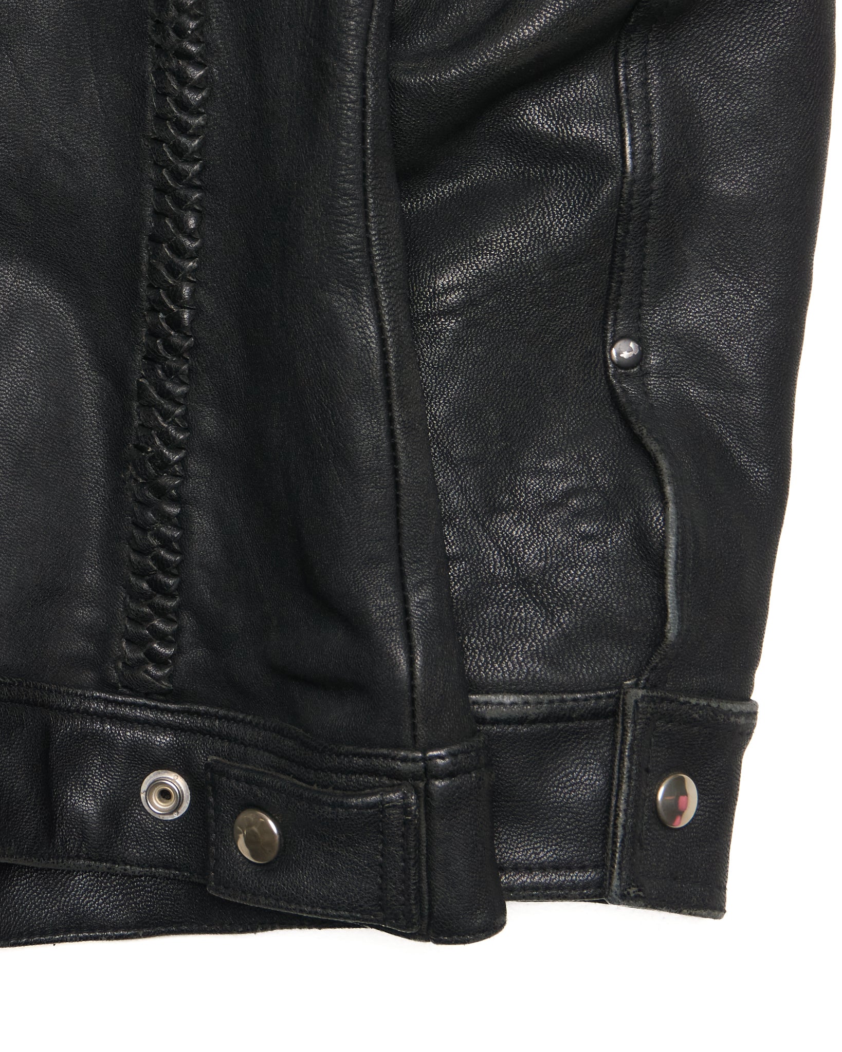 phenomenon beyond description x JOHN'S Braided Goatskin Leather Trucker Jacket