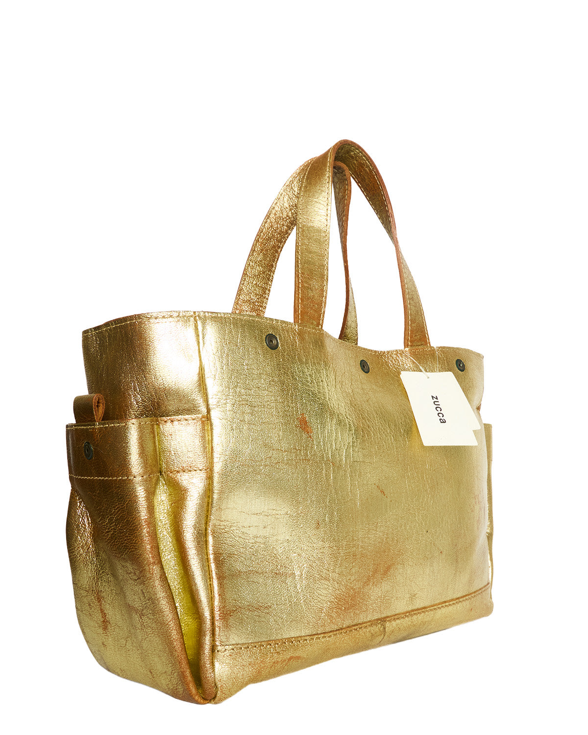 Zucca Gold Leather Tote Bag